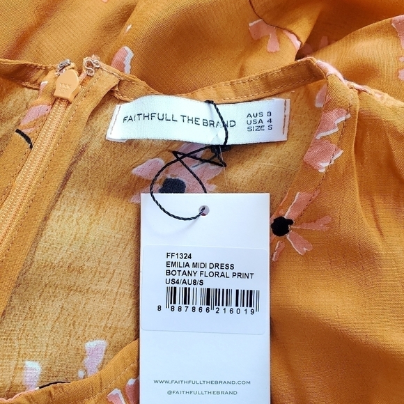 Faithfull the Brand Emilia Botany Floral Print Midi Dress NWT Size 4/Small - Picture 14 of 17